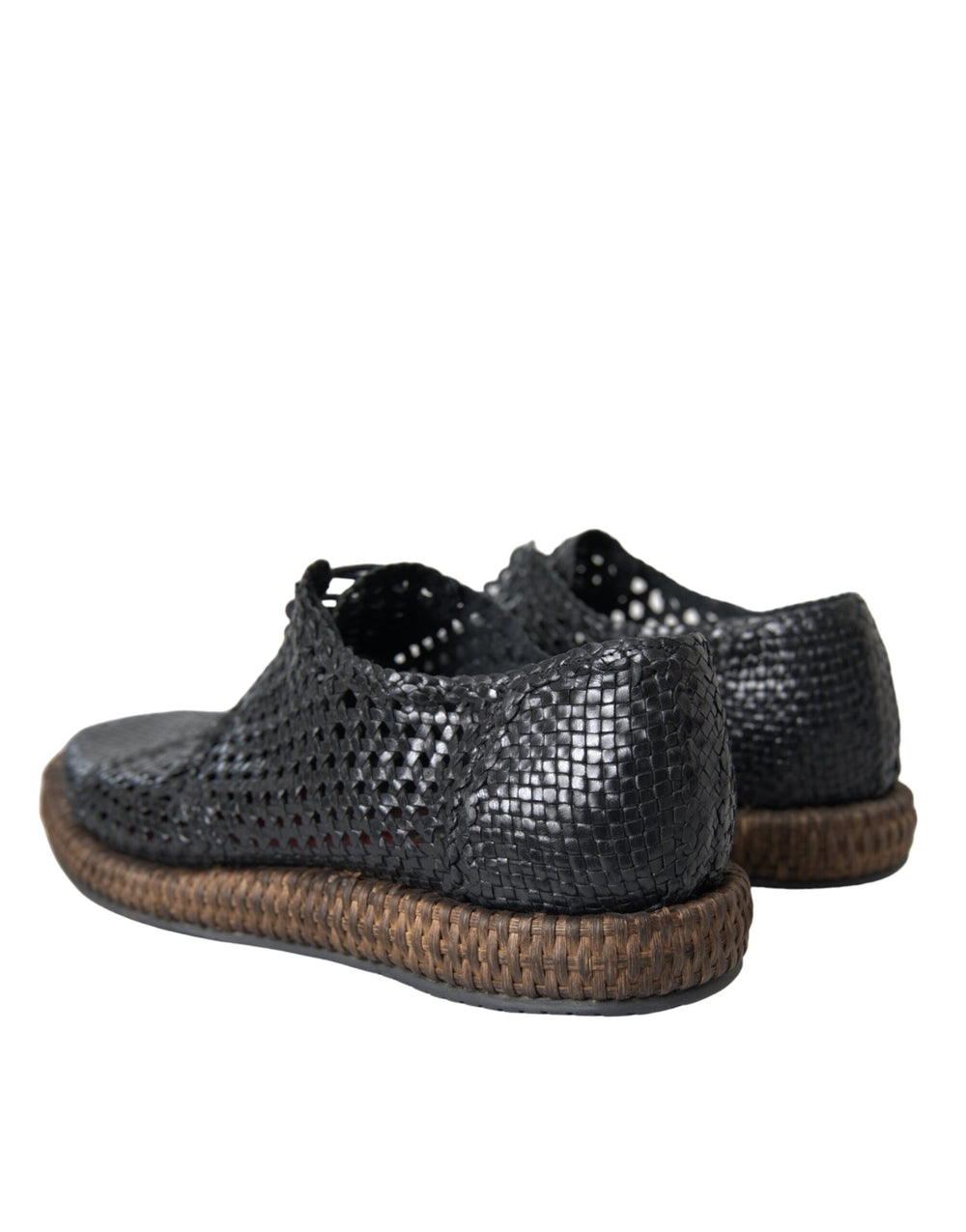 Dolce & Gabbana Goat Leather Woven Derby Shoes in Black