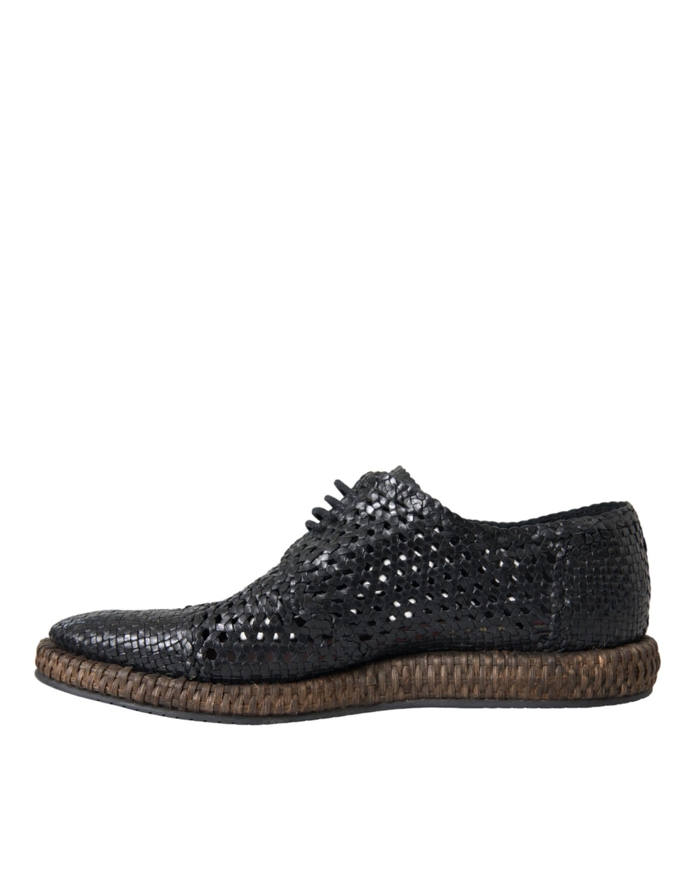 Dolce & Gabbana Goat Leather Woven Derby Shoes in Black