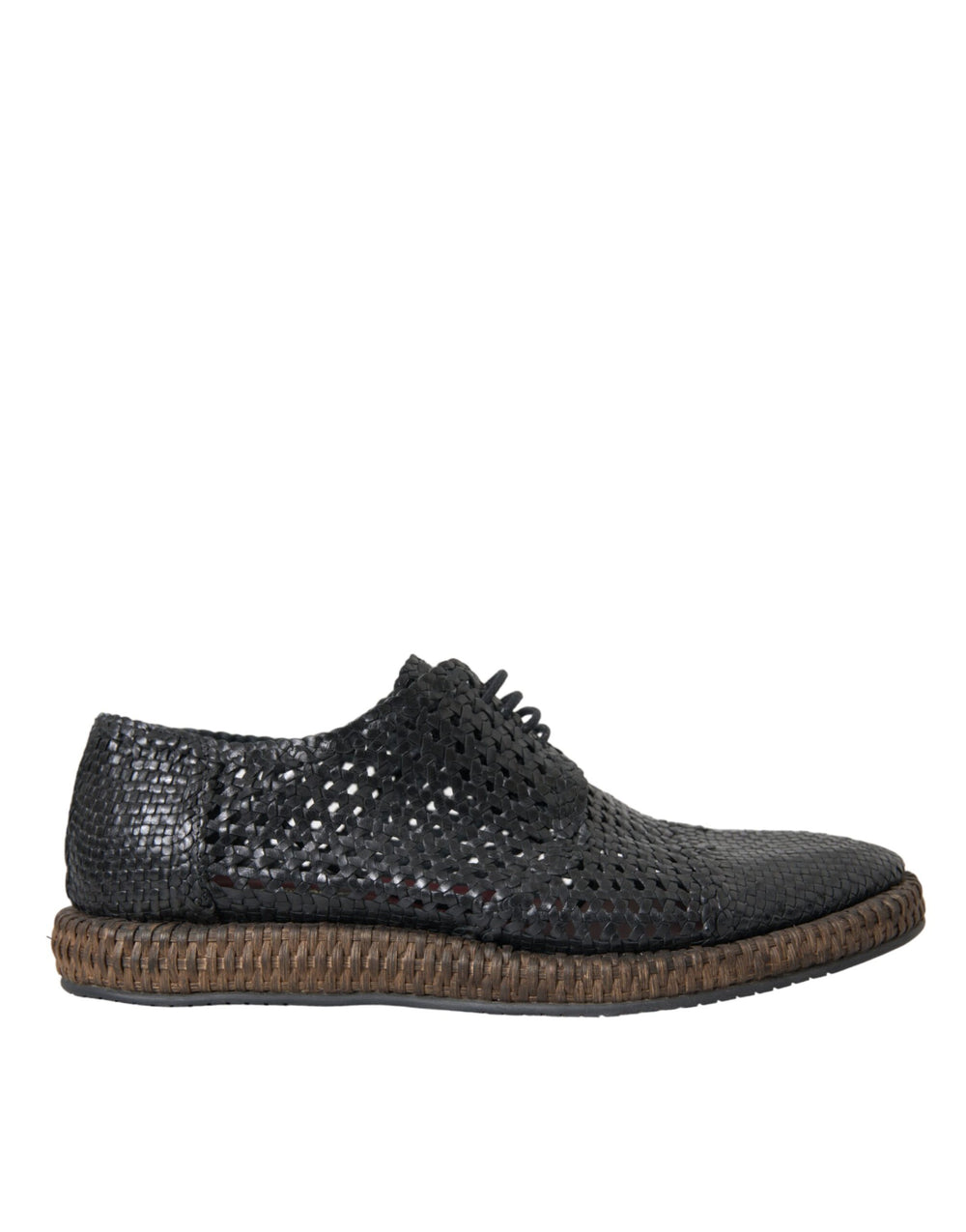 Dolce & Gabbana Goat Leather Woven Derby Shoes in Black