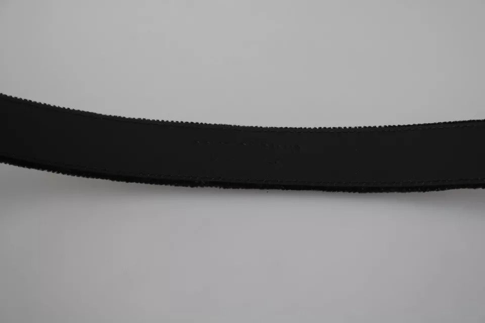 Dolce & Gabbana Velvet Belt with Silver-Tone Buckle in Black