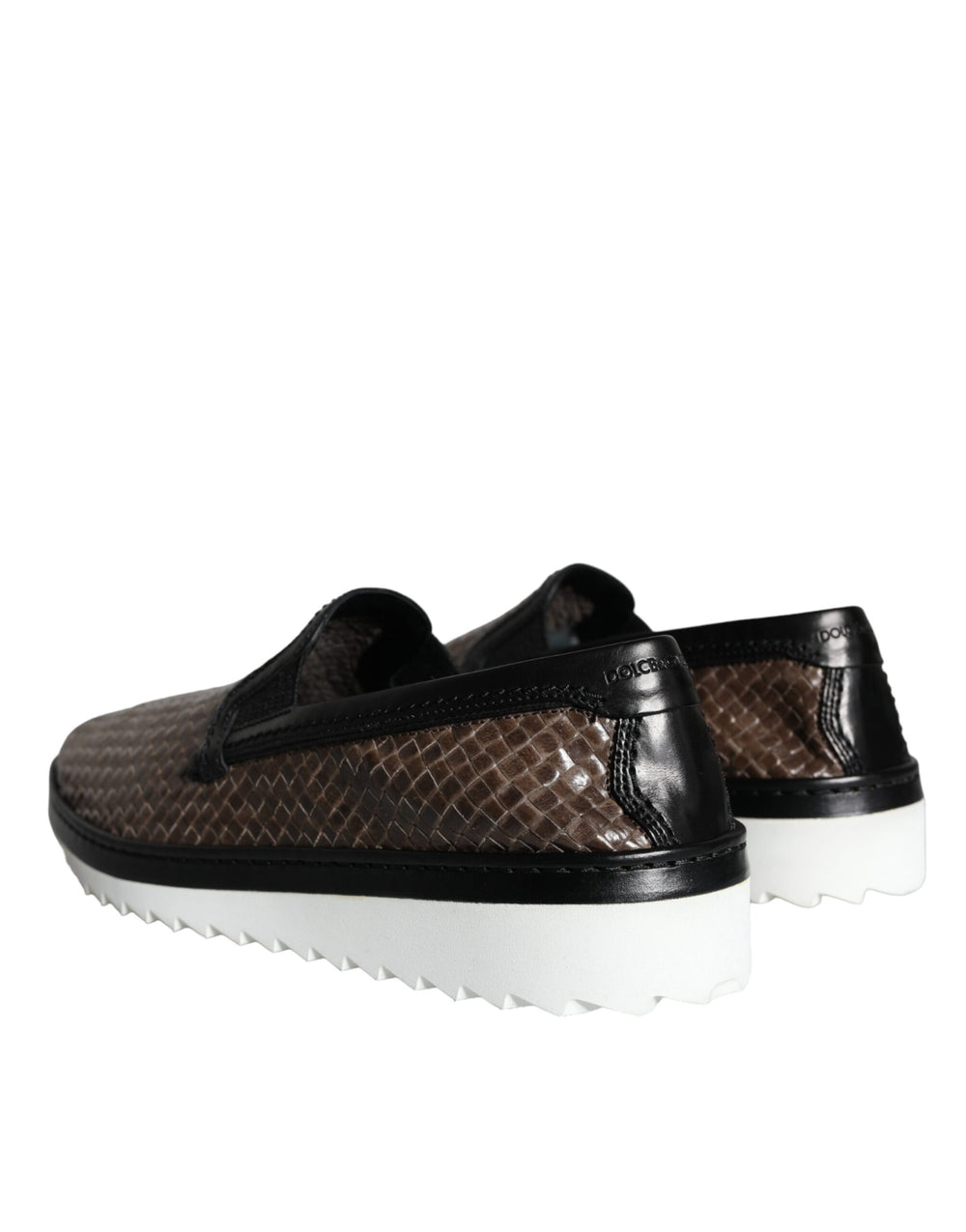 Dolce & Gabbana Leather Woven Loafers in Brown and Black