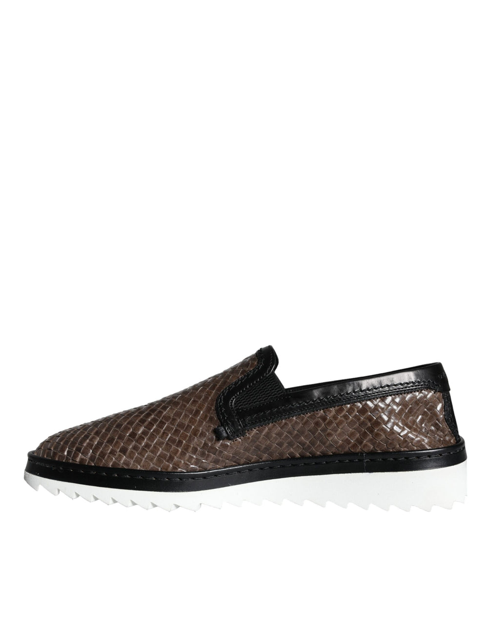 Dolce & Gabbana Leather Woven Loafers in Brown and Black