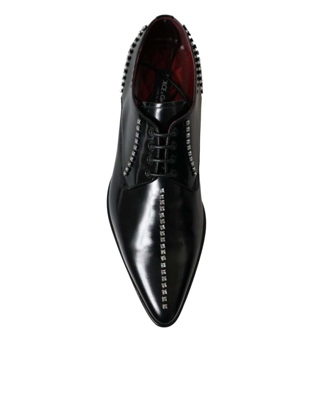 Dolce & Gabbana Leather Crystal Derby Shoes in Black