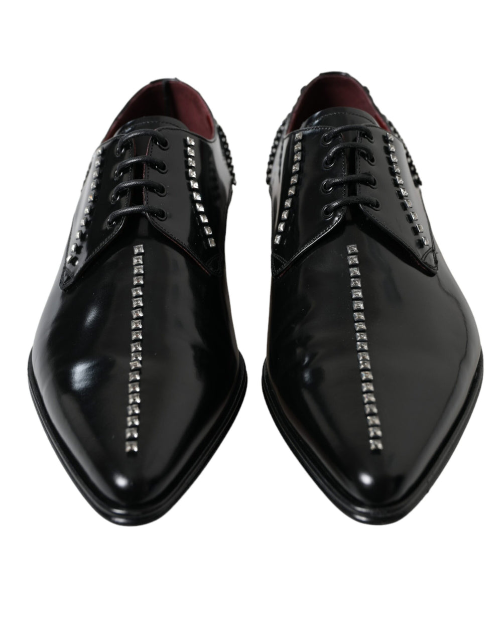 Dolce & Gabbana Leather Crystal Derby Shoes in Black