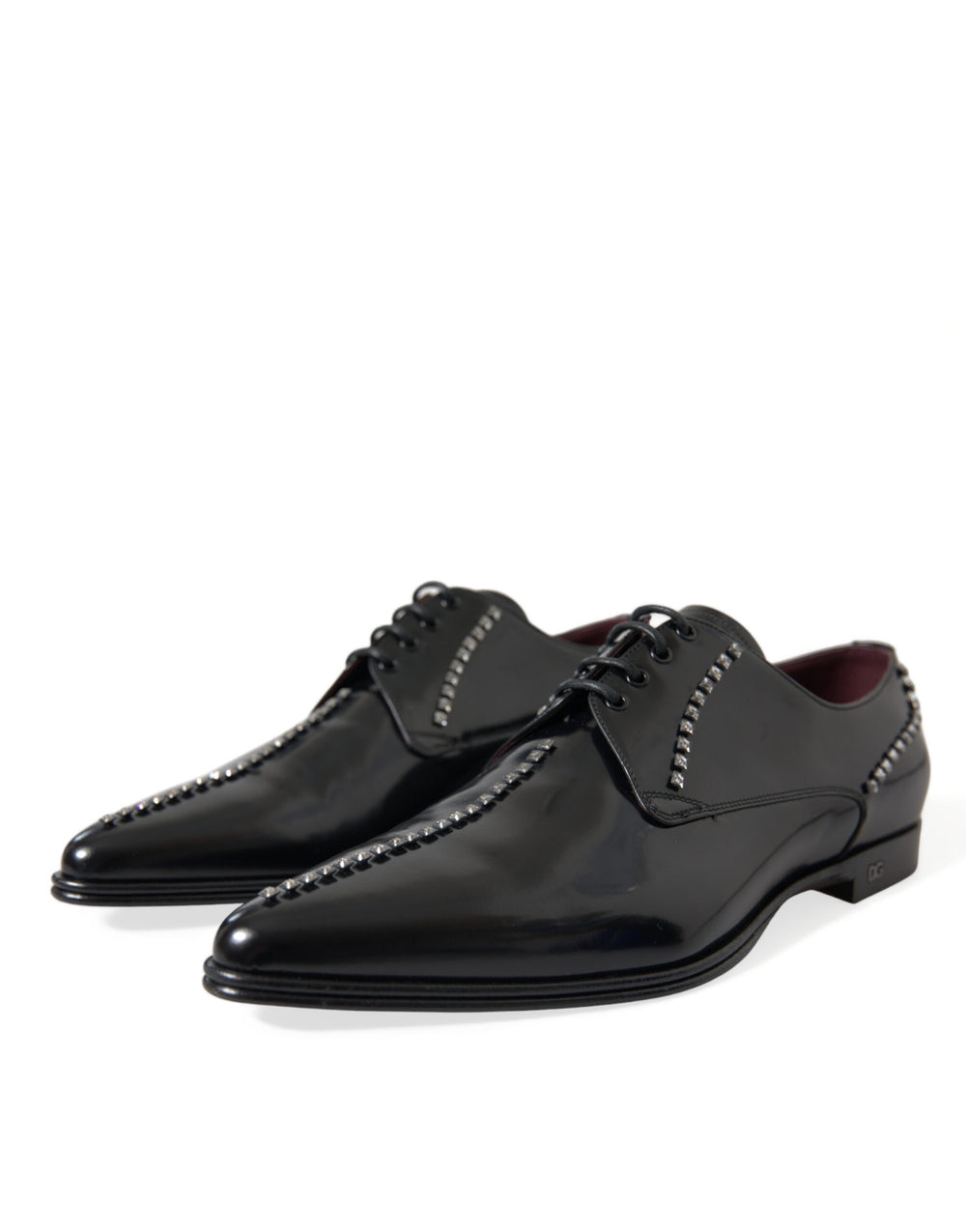 Dolce & Gabbana Leather Crystal Derby Shoes in Black