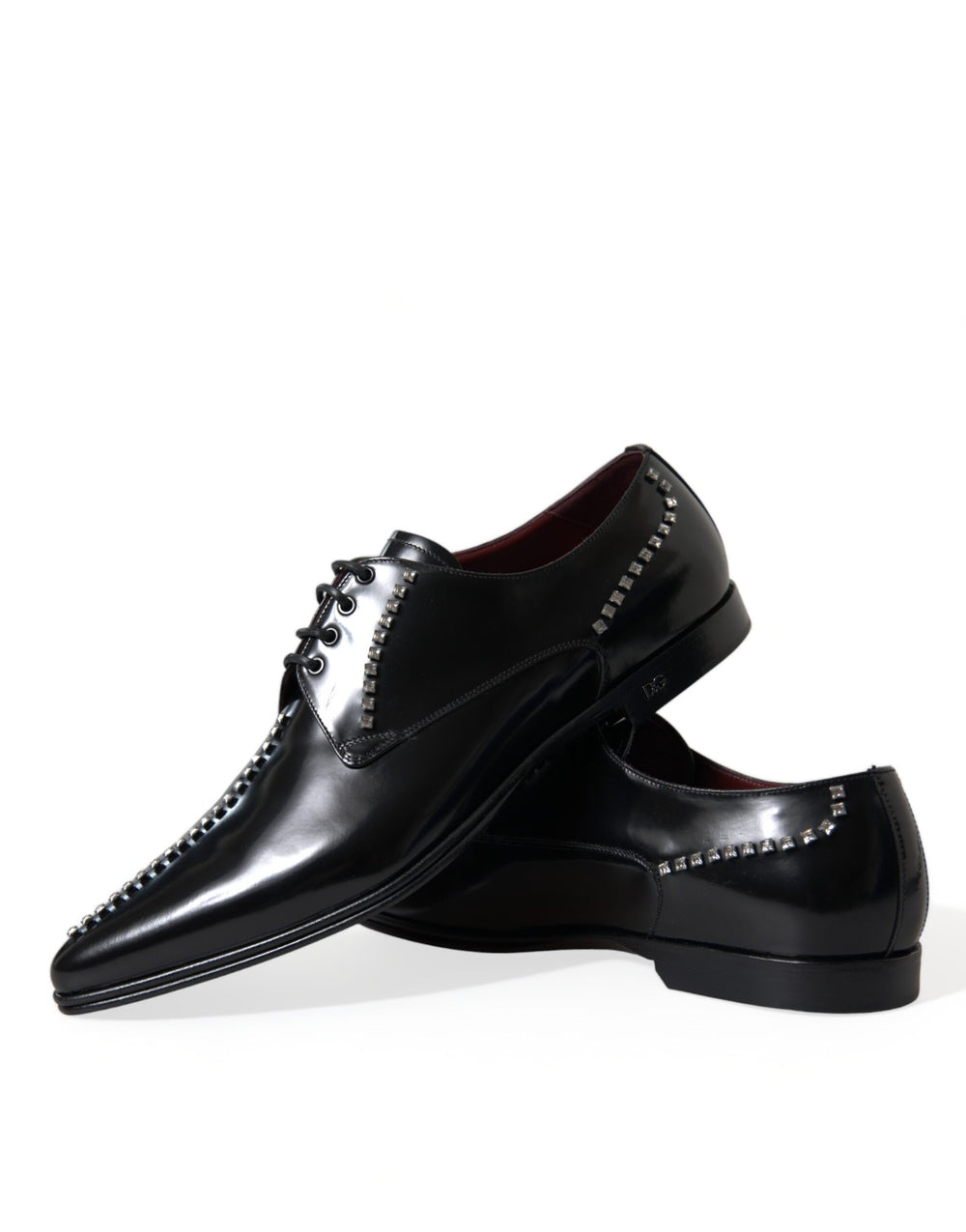 Dolce & Gabbana Leather Crystal Derby Shoes in Black