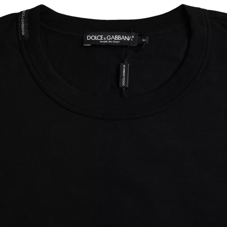 Black Logo Embossed Cotton Crew Neck T-shirt mens luxury fashion - Mens Edit