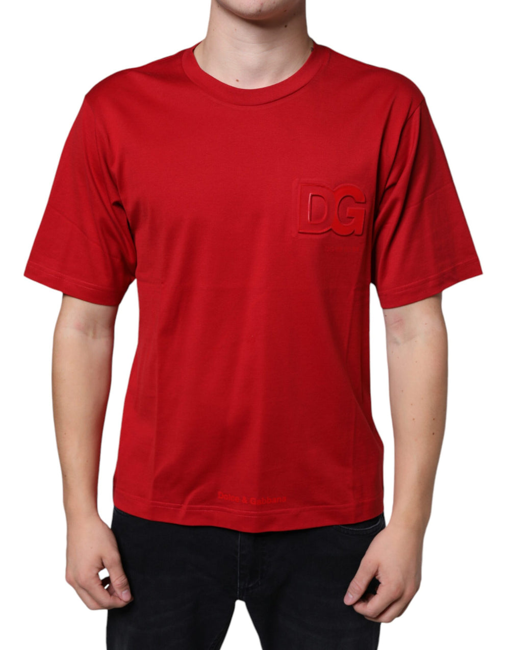 Dolce & Gabbana 100% Cotton Crew Neck T-Shirt in Red