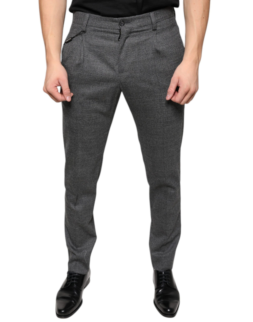 Dolce & Gabbana Virgin Wool Skinny Pants in Grey Check Tartan