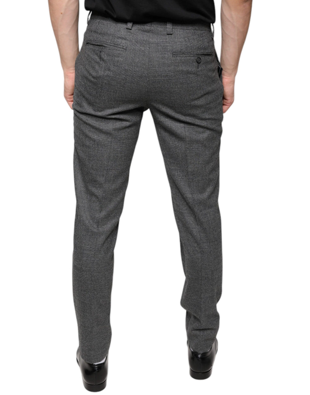 Dolce & Gabbana Virgin Wool Skinny Pants in Grey Check Tartan