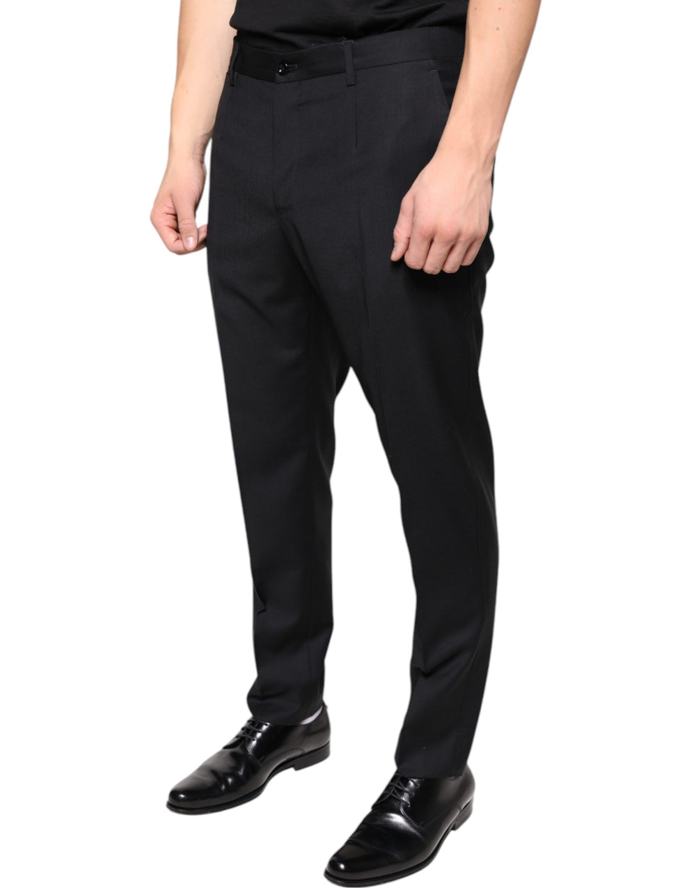 Dolce & Gabbana Virgin Wool Skinny Dress Trousers in Black