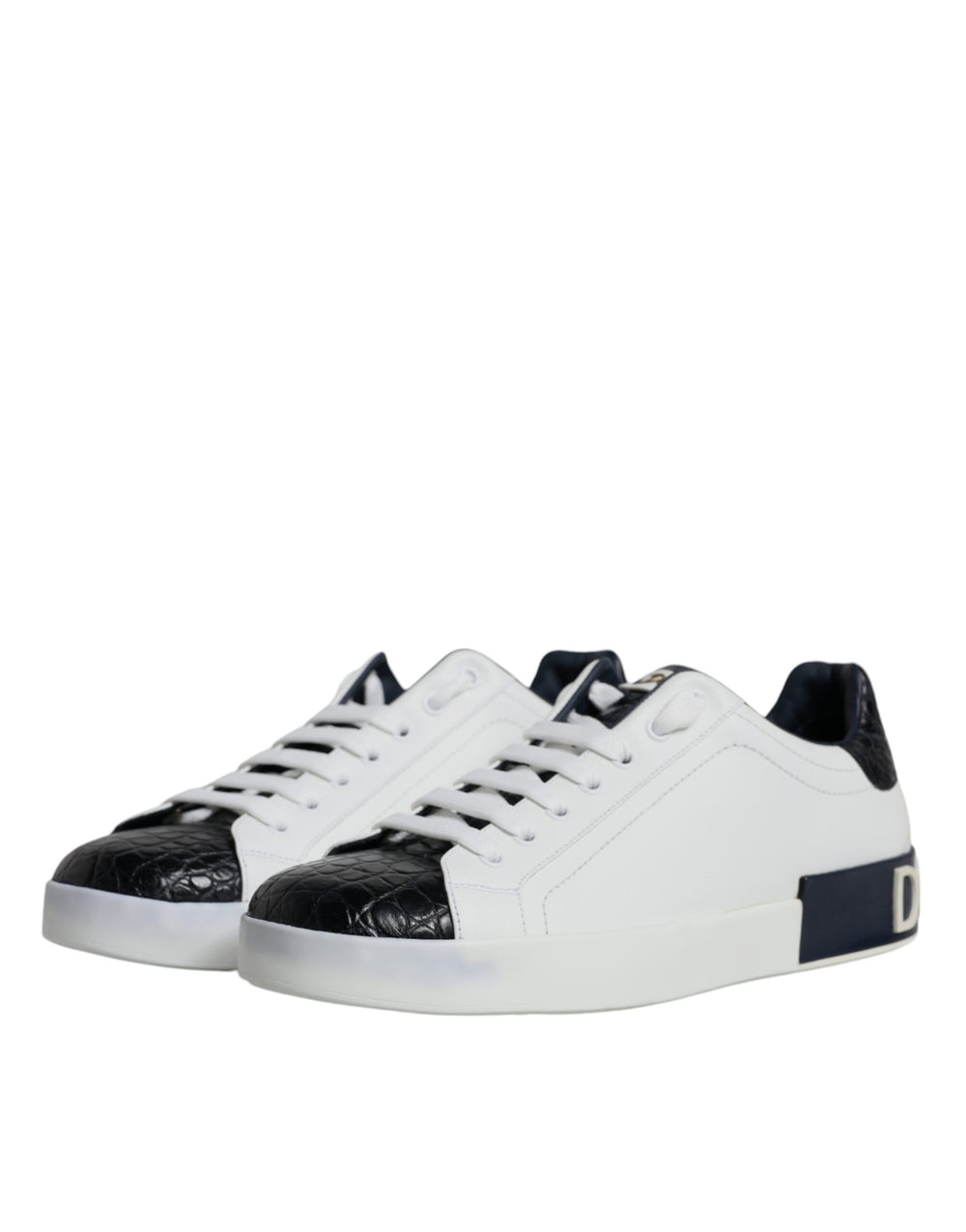 Dolce & Gabbana Portofino Leather Sneakers in Black and White