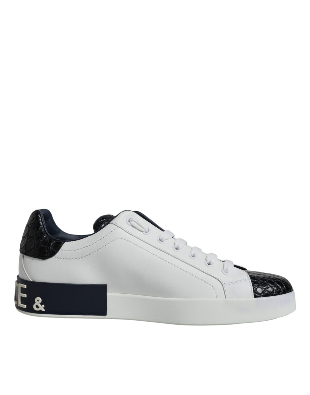 Dolce & Gabbana Portofino Leather Sneakers in Black and White