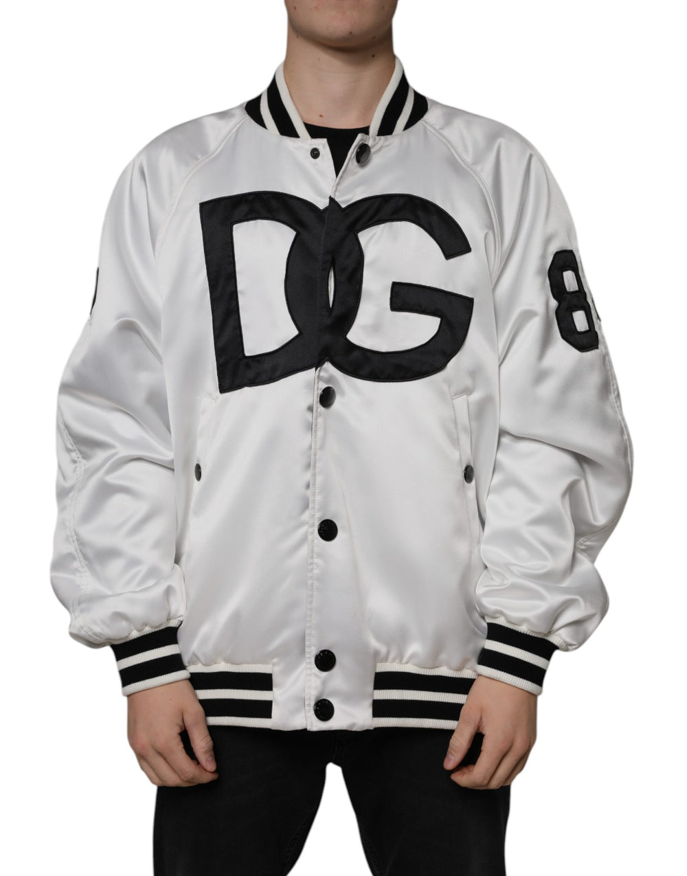 White Polyester Logo Full Zip Bomber Jacket mens luxury fashion - Mens Edit
