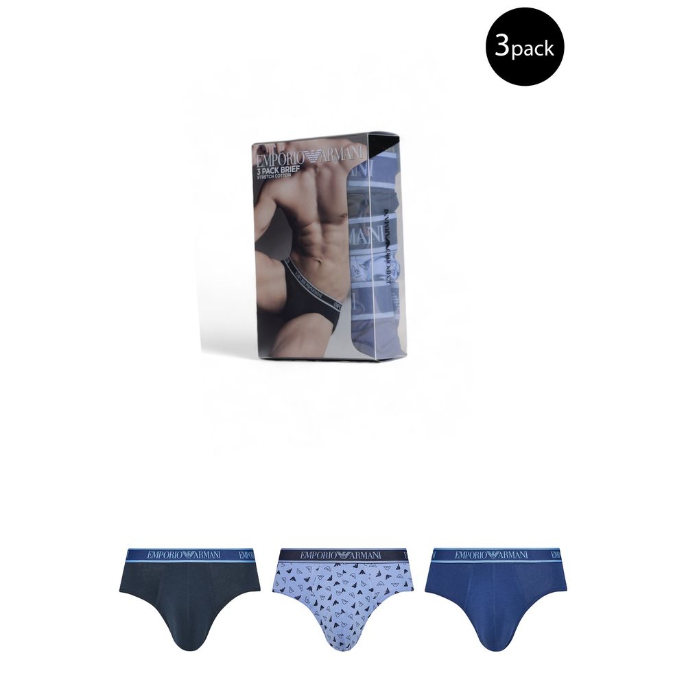 Emporio Armani Underwear Cotton Briefs (3-Pack) in Blue