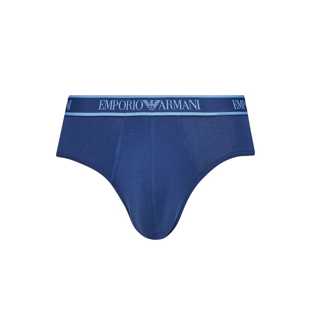 Emporio Armani Underwear Cotton Briefs (3-Pack) in Blue