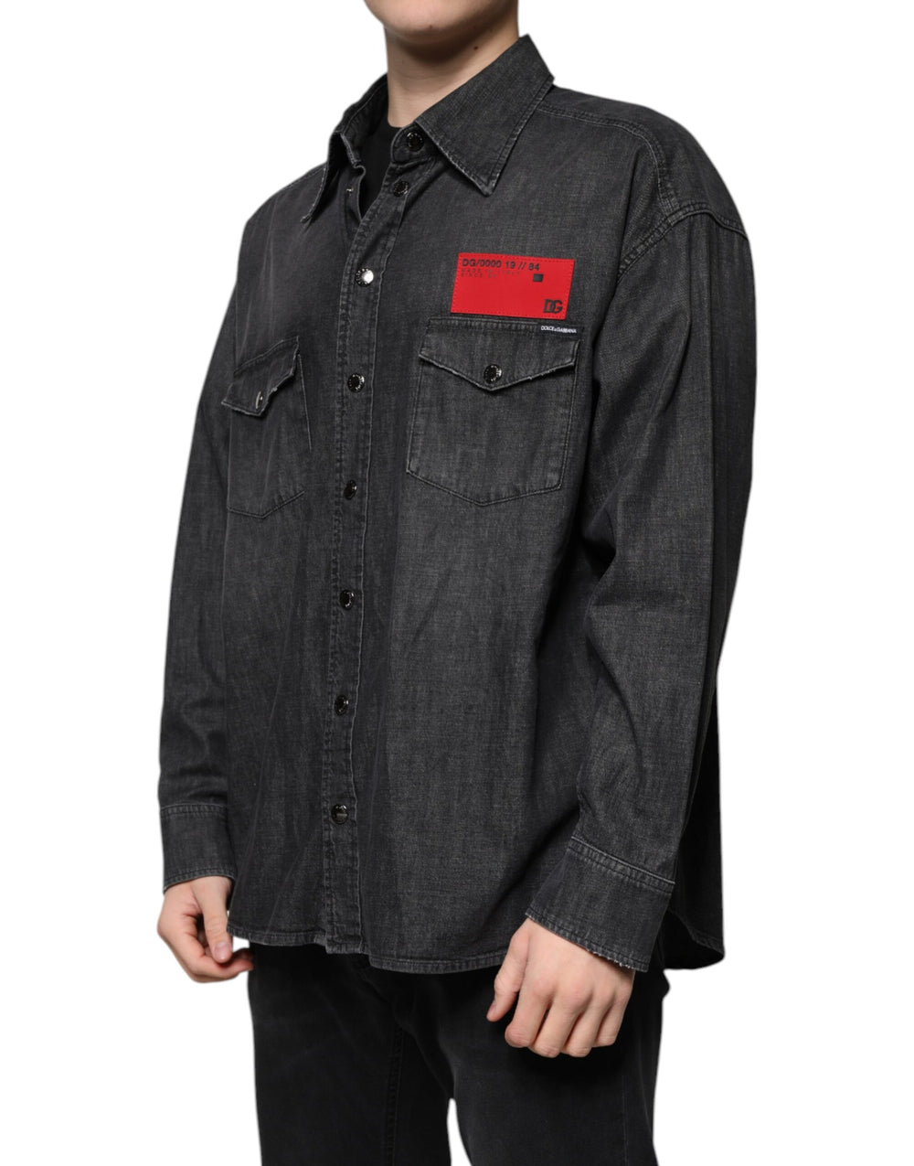 Dolce & Gabbana 100% Cotton Button-Down Shirt in Black