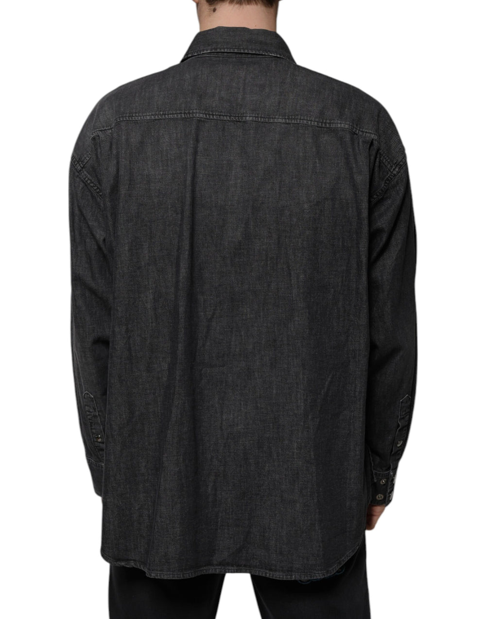 Dolce & Gabbana 100% Cotton Button-Down Shirt in Black