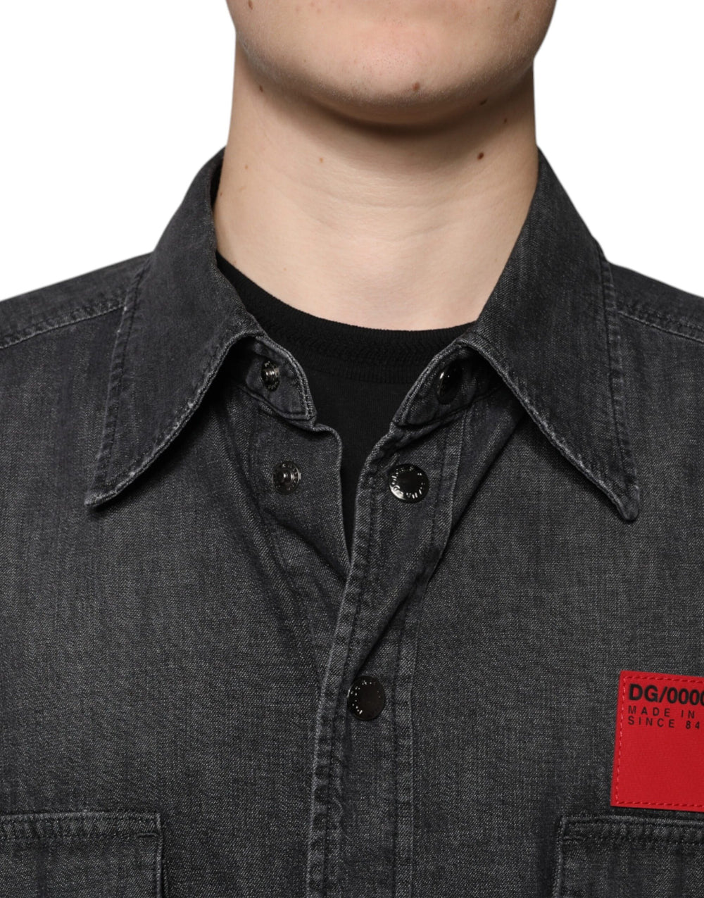 Dolce & Gabbana 100% Cotton Button-Down Shirt in Black
