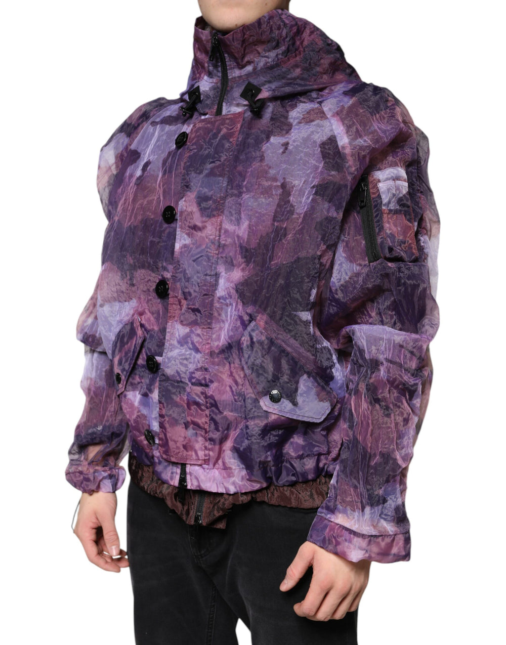 Dolce & Gabbana Nylon Blouson Jacket in Purple Camouflage