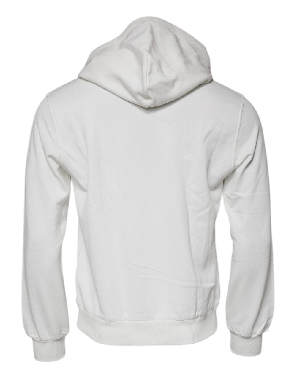 Dolce & Gabbana 100% Cotton Hooded Pullover Sweater in White