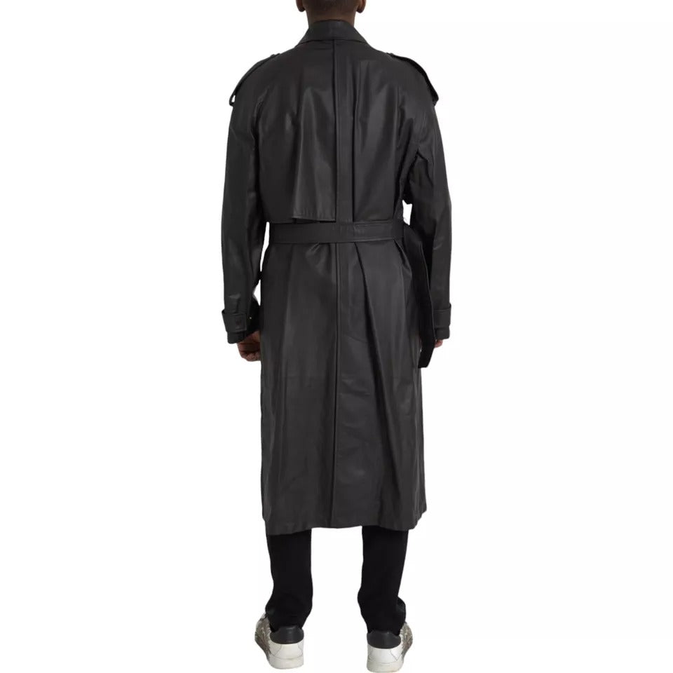 Bottega Veneta Trench Coat από δέρμα μοσχαριού σε Μαύρο