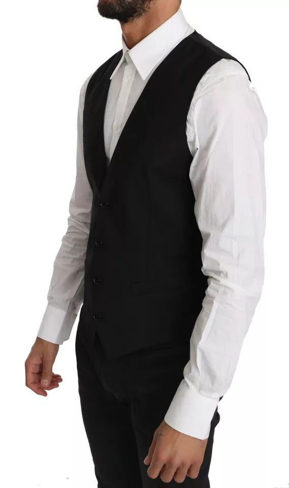 Dolce & Gabbana 100% Wool Formal Waistcoat in Black