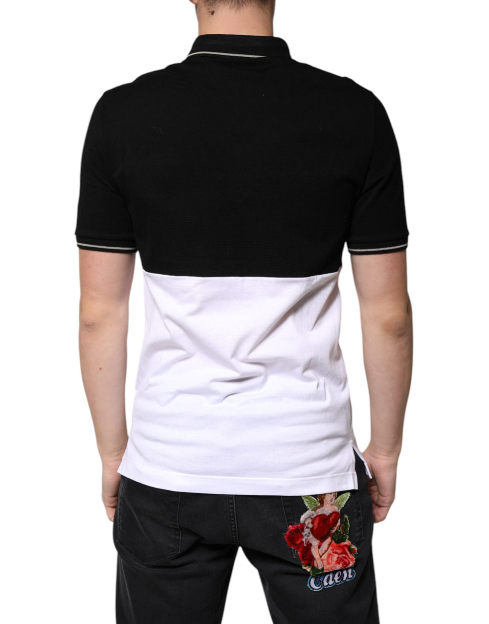 Dolce & Gabbana 100% Cotton Polo Shirt in Black and White