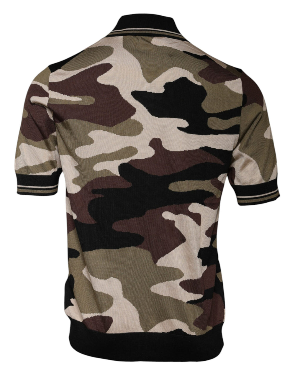Dolce & Gabbana 100% Silk Polo Shirt in Multicolor Camouflage