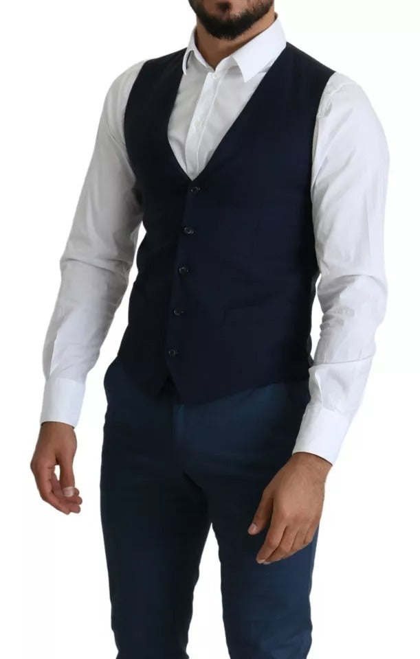 Dolce & Gabbana Cotton Waistcoat in Navy Blue