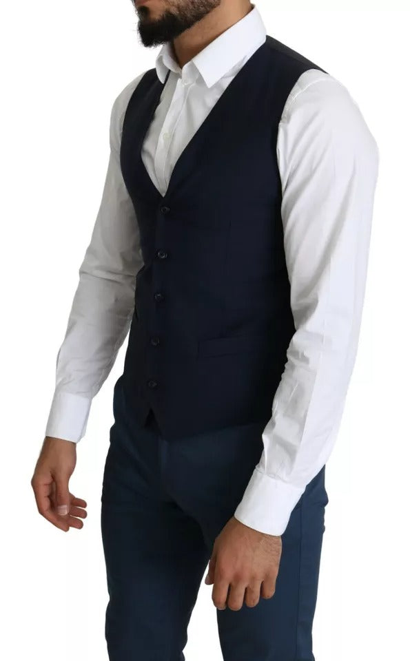 Dolce & Gabbana Cotton Waistcoat in Navy Blue