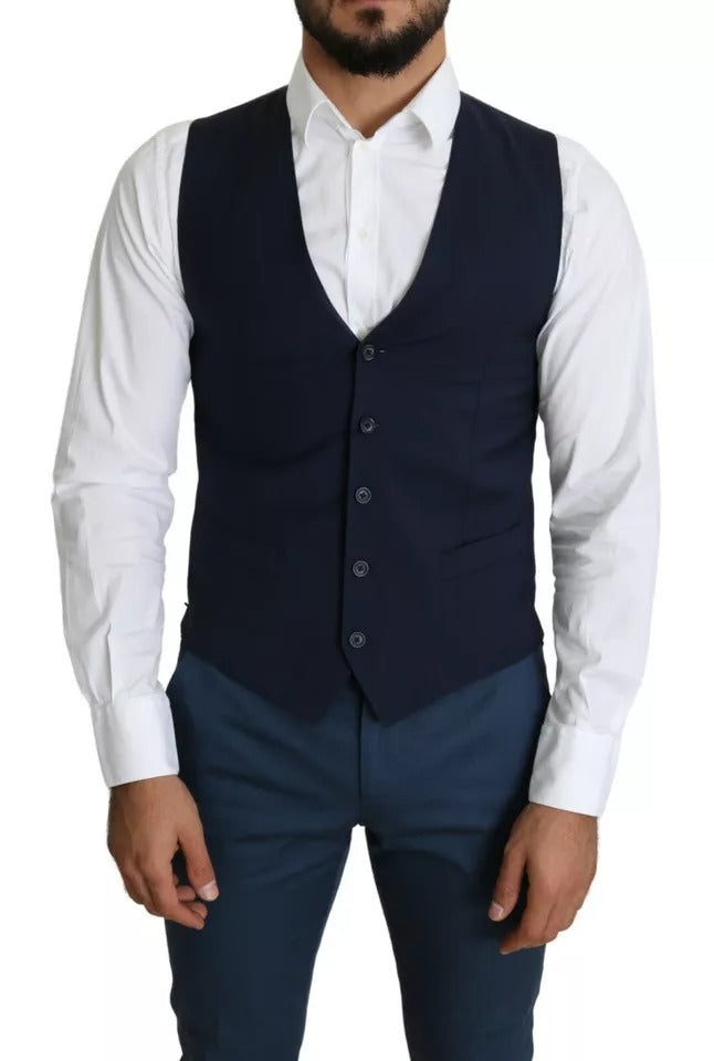 Dolce & Gabbana Cotton Waistcoat in Navy Blue