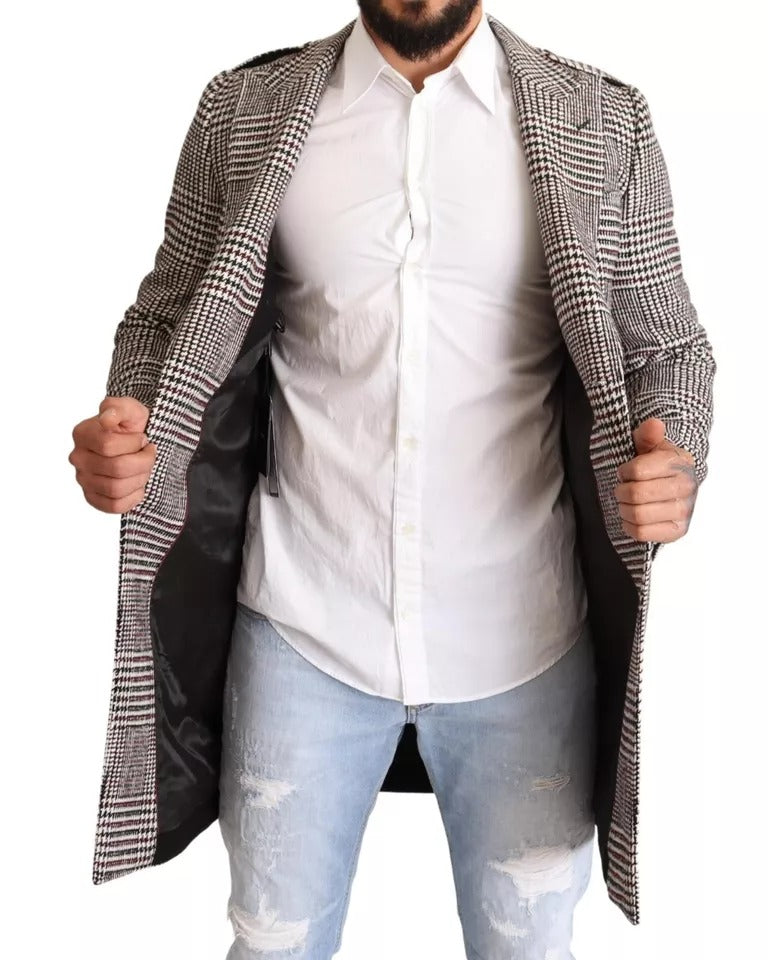 Dolce & Gabbana Check Plaid Trench Coat in Grey