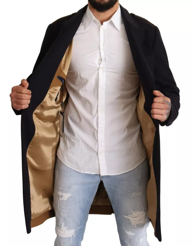 Dolce & Gabbana Wool Trench Coat in Blue