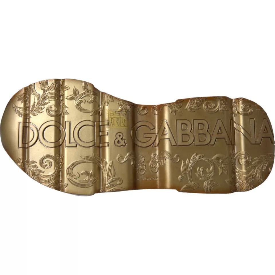 Dolce & Gabbana DAYMASTER Calfskin Leather Sneakers in White and Gold