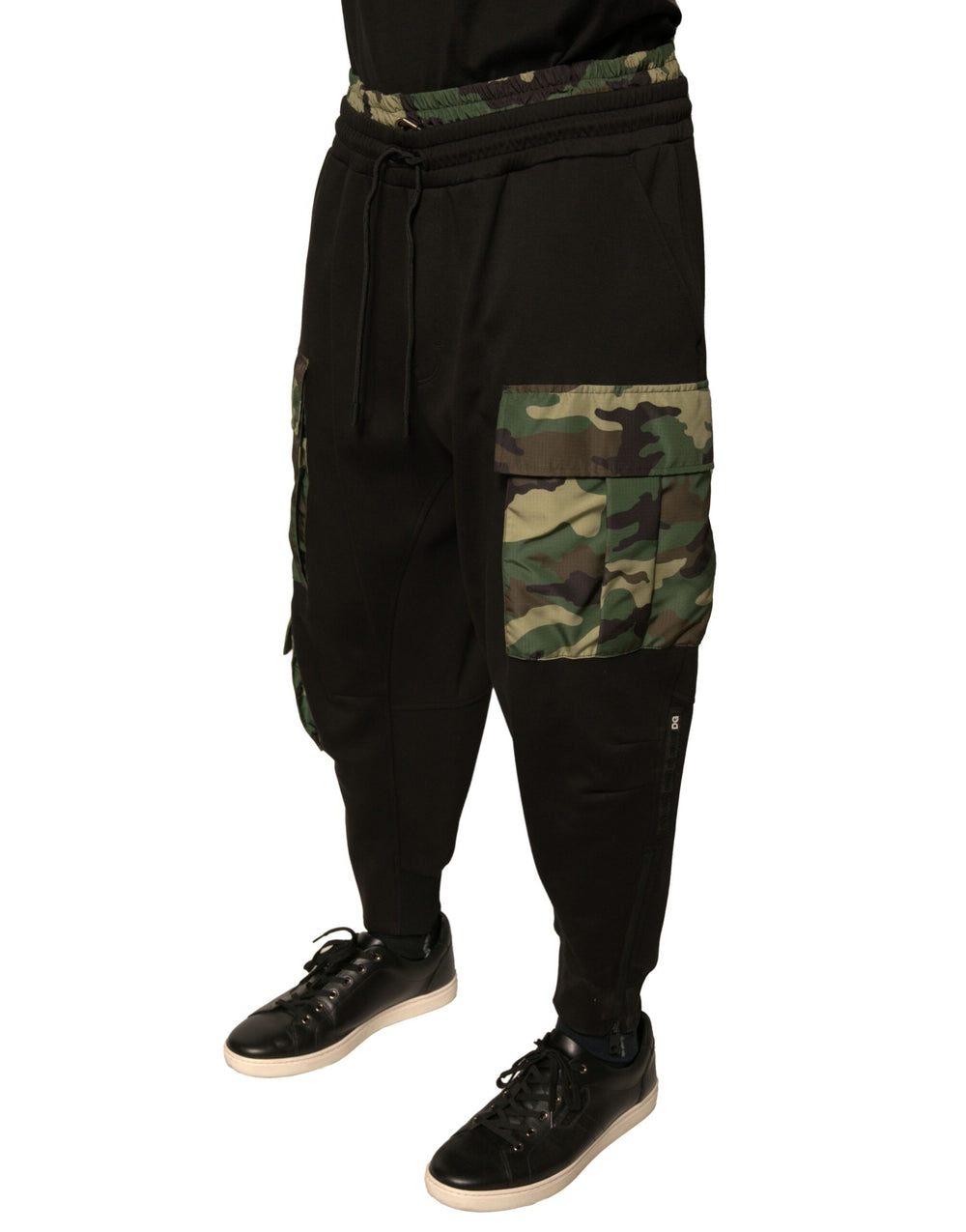 Dolce & Gabbana Camouflage Cotton Cargo Jogger Pants in Black