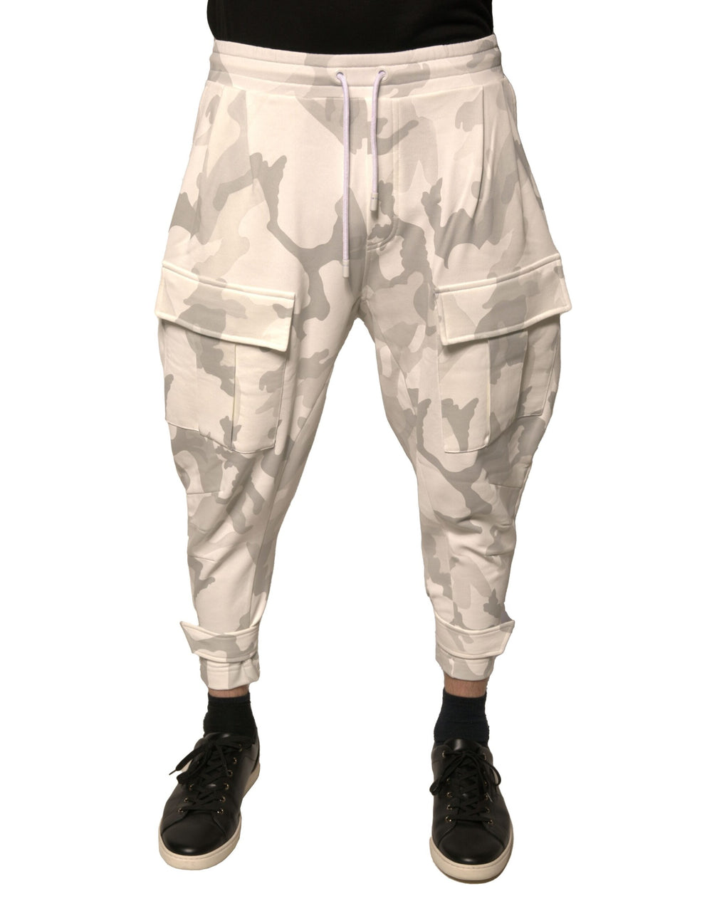 Dolce & Gabbana Cotton Cargo Jogger Pants in White Camouflage