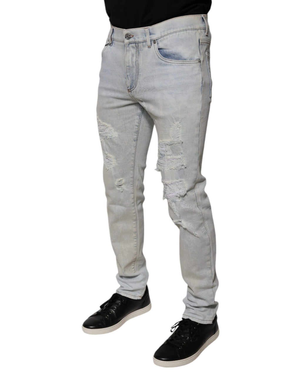 Dolce & Gabbana Light Blue Tattered Skinny Denim Jeans