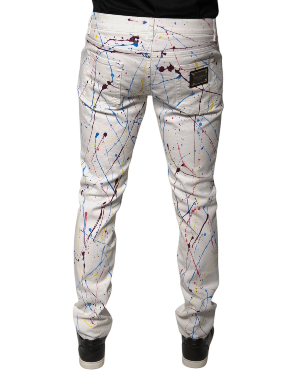 Dolce & Gabbana Colour Splash Print Skinny Jeans in White