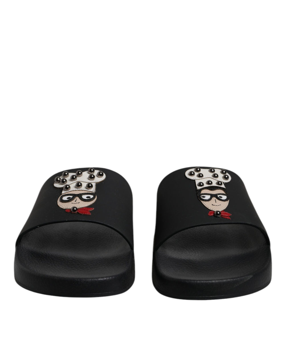 Black Leather Slides Sandals Beachwear Shoes mens luxury fashion - Mens Edit