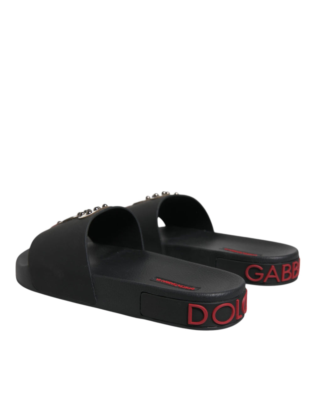 Dolce & Gabbana Leather Slides in Black