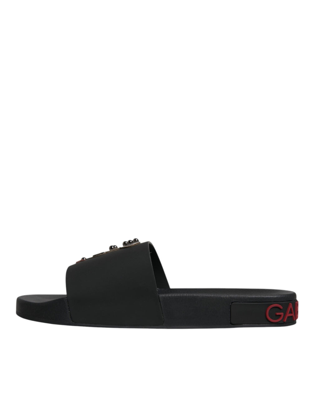 Dolce & Gabbana Leather Slides in Black