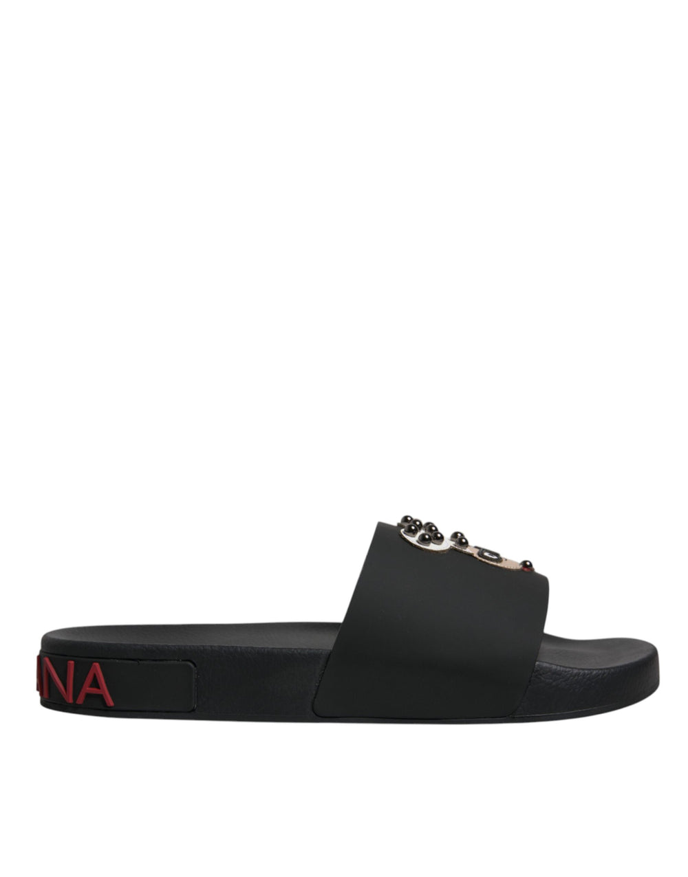 Dolce & Gabbana Leather Slides in Black