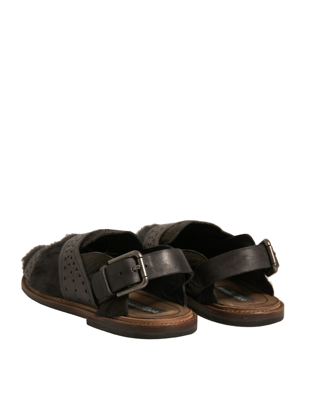 Dolce & Gabbana Gazelle Hair and Calfskin Leather Sandals in Green
