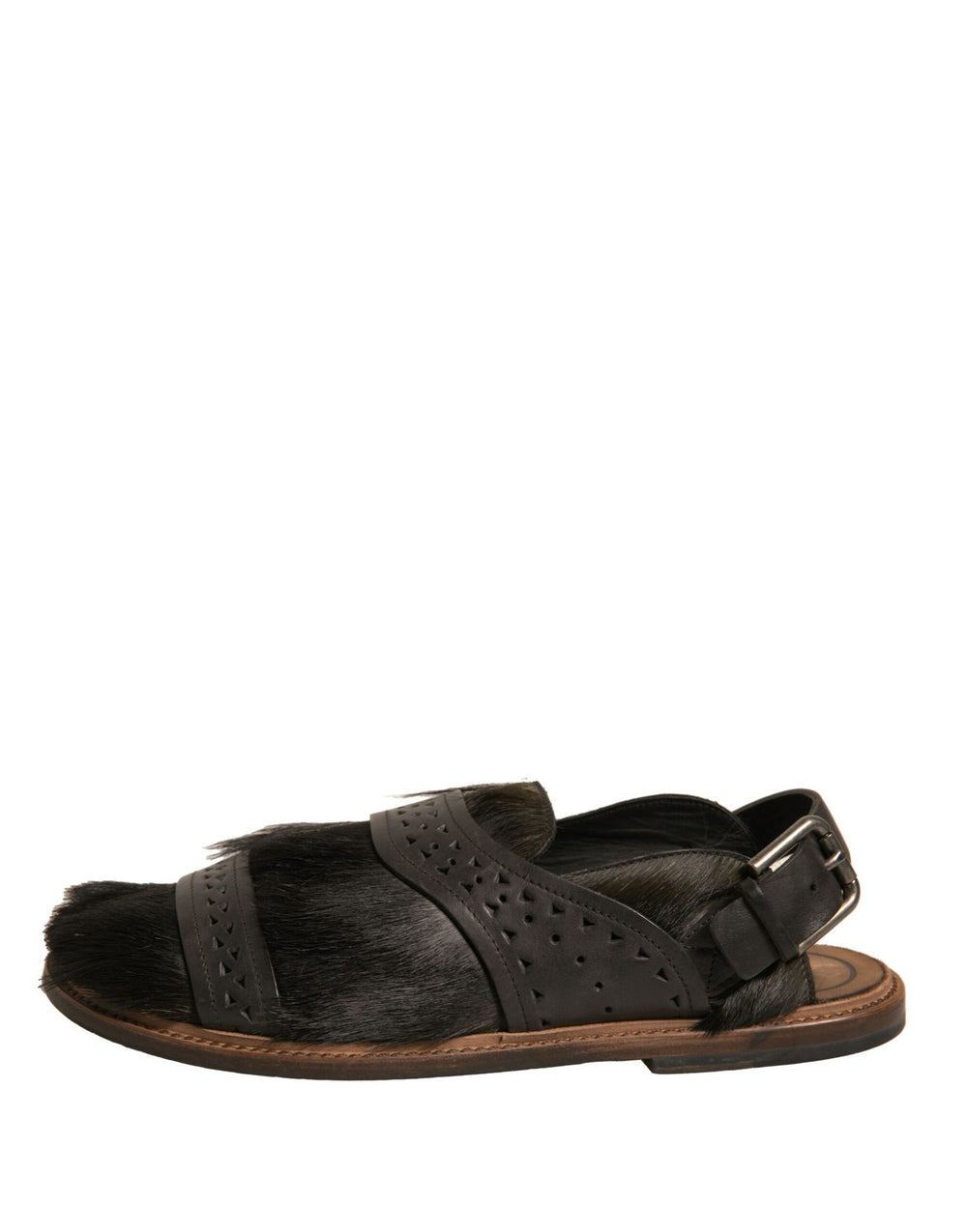 Dolce & Gabbana Gazelle Hair and Calfskin Leather Sandals in Green