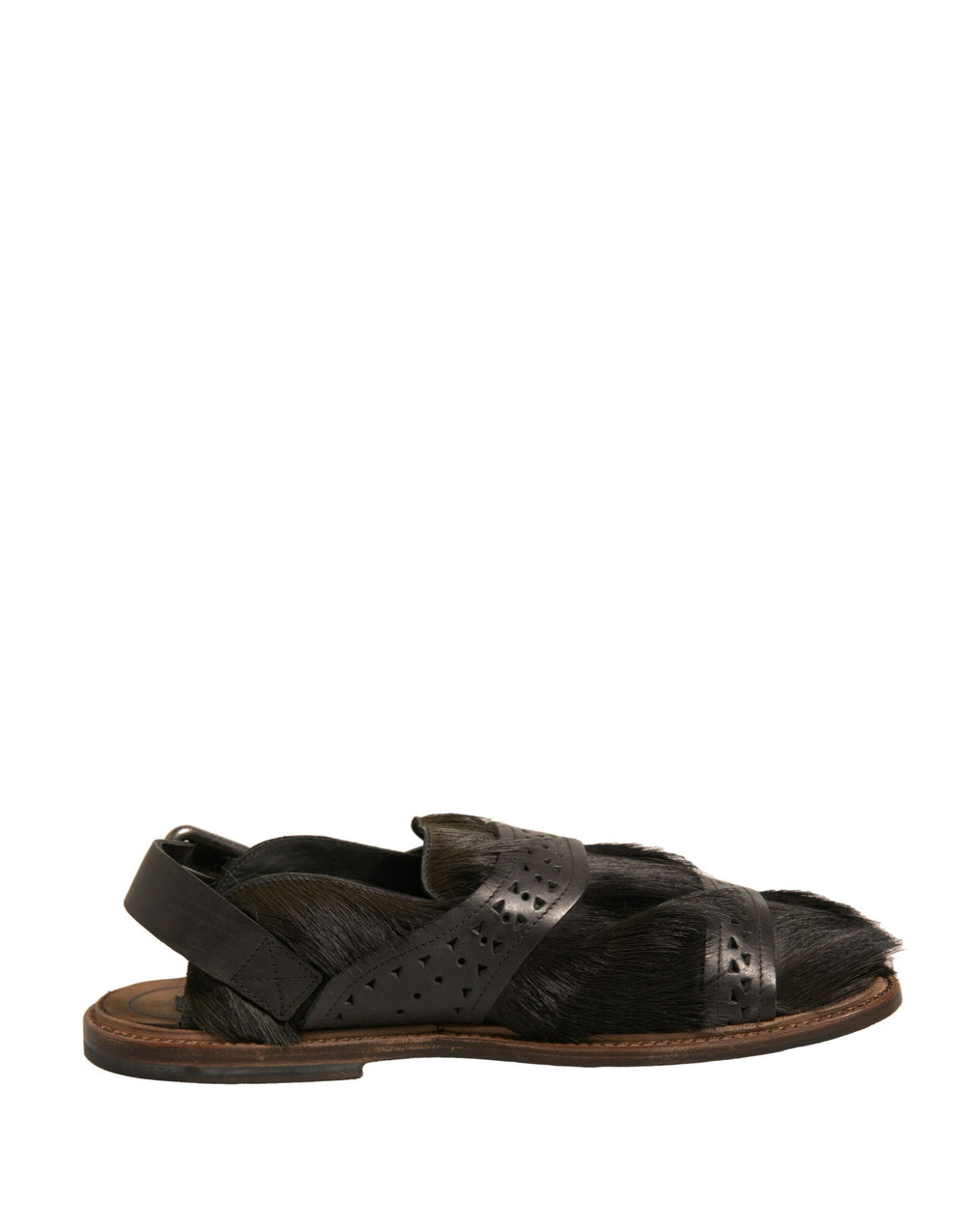 Dolce & Gabbana Gazelle Hair and Calfskin Leather Sandals in Green