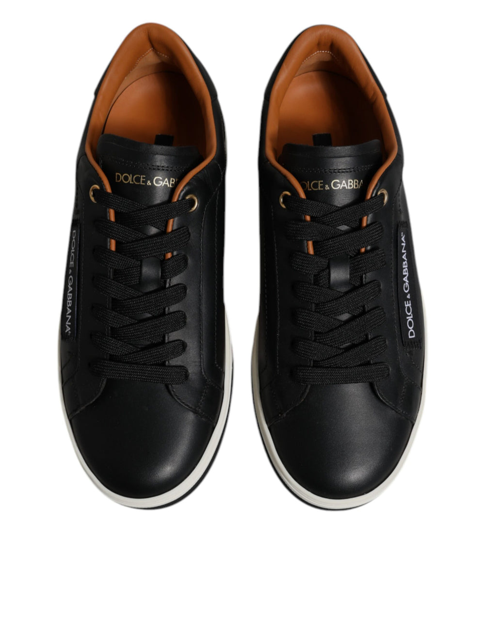Dolce & Gabbana Calf Leather Low-Top Sneakers in Black and White