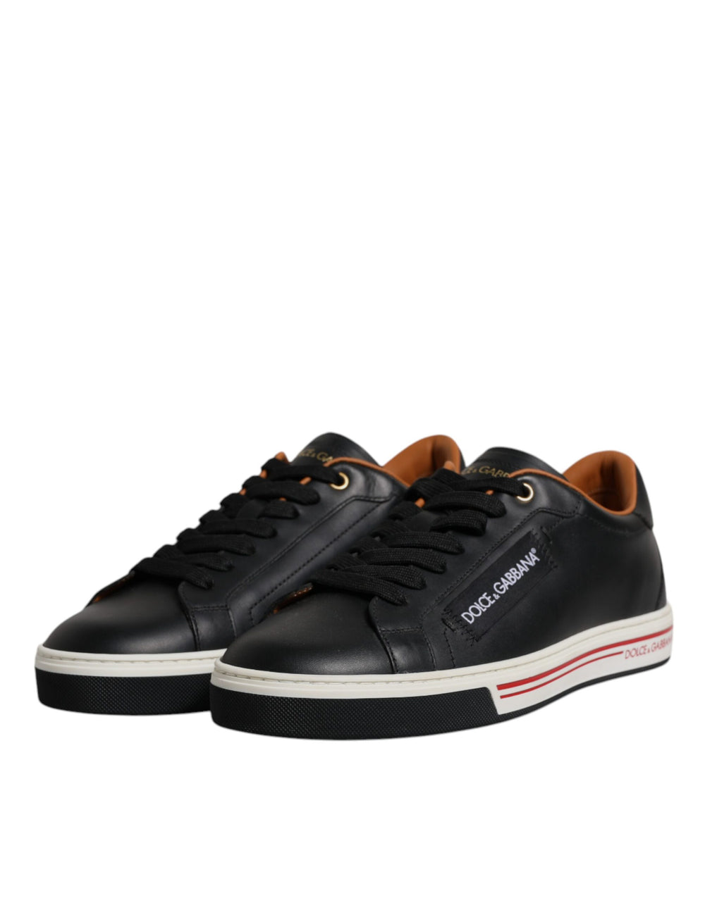 Dolce & Gabbana Calf Leather Low-Top Sneakers in Black and White