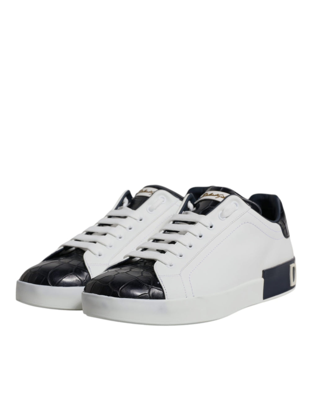 Dolce & Gabbana Portofino Leather Sneakers in White and Black