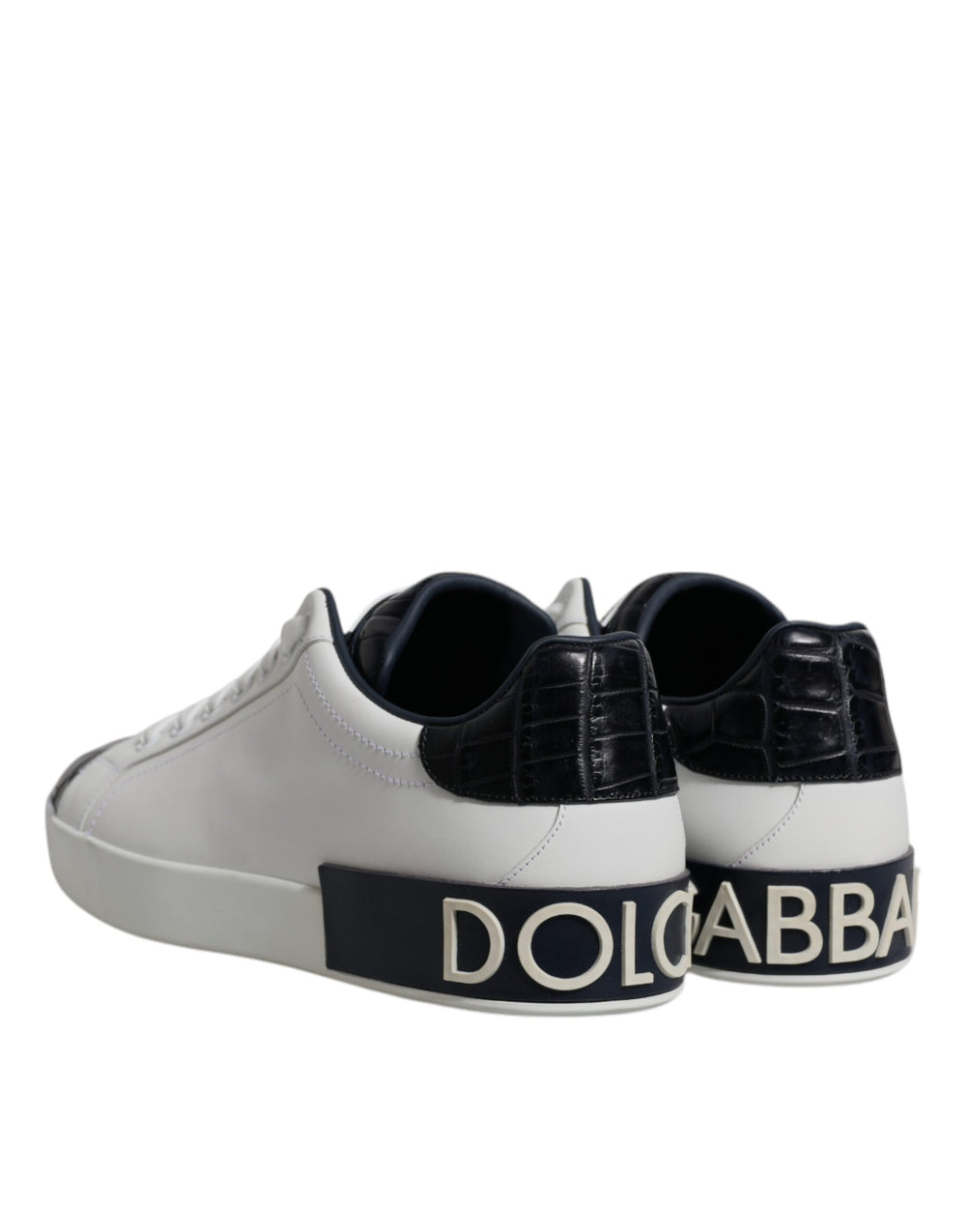 Dolce & Gabbana Portofino Leather Sneakers in White and Black
